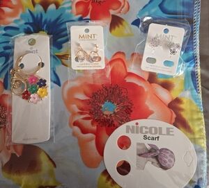 Floral Keychain, Scarf and Earrings Set
